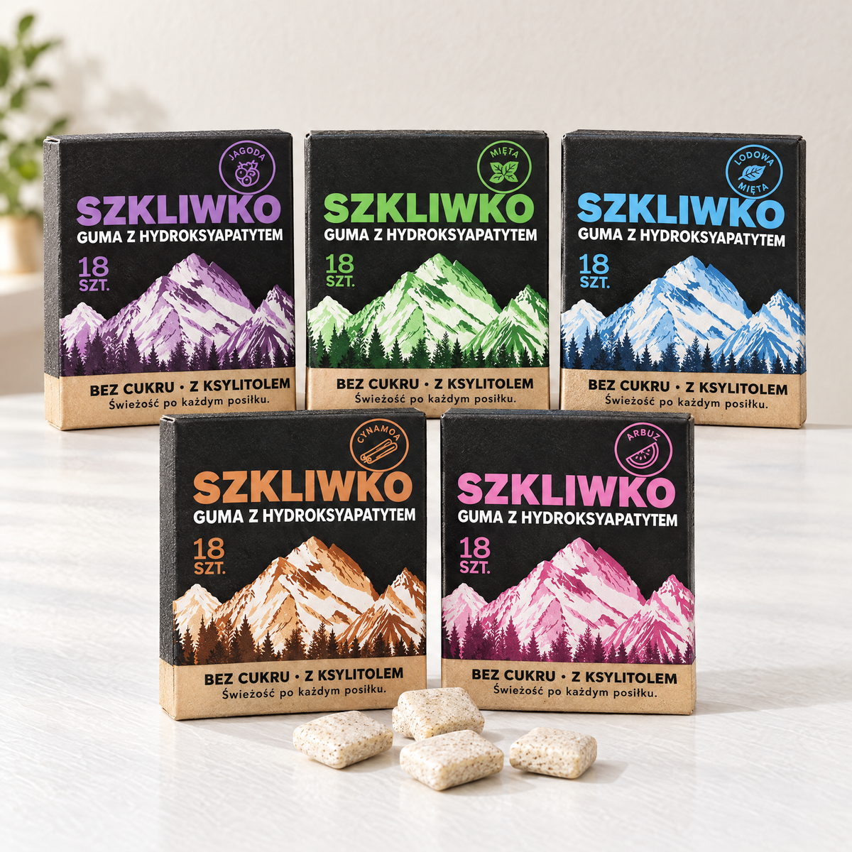 Guma do żucia Szkliwko z hydroksyapatytem – 5 smaków