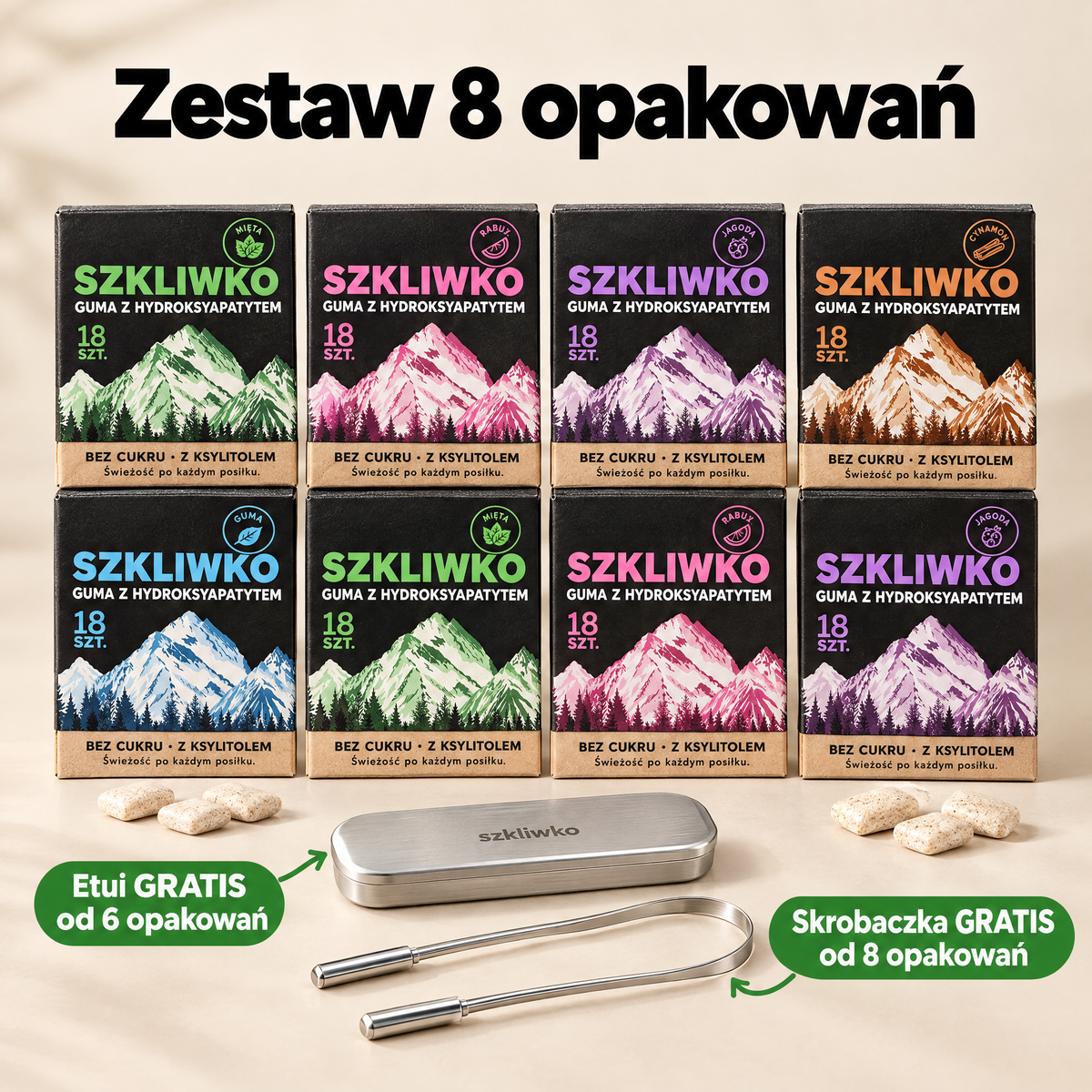 Zestaw 8 opakowań Szkliwko z etui i skrobaczką gratis
