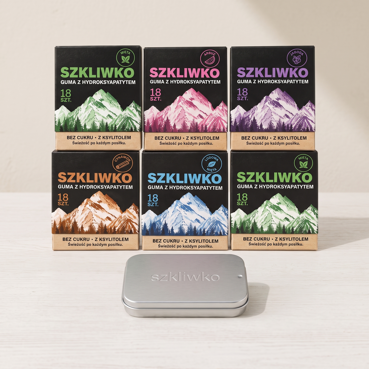 Zestaw 6 opakowań gumy Szkliwko z etui